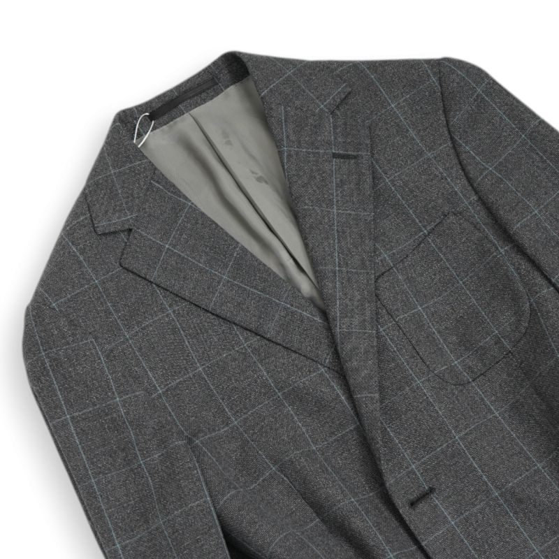 Grey/Blue Windowpane Virgin Wool Sports Jacket