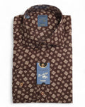 Dark Brown Floral Pattern Poplin Shirt