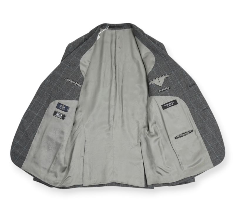 Grey/Blue Windowpane Virgin Wool Sports Jacket