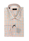 Peach/Blue Checked Cotton Shirt