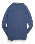 Mid Blue Cotton & Cashmere Cable Knit Sweater