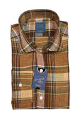 Warm Beige/Brown Check Linen Shirt