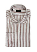 Brown Multi Striped Linen Shirt
