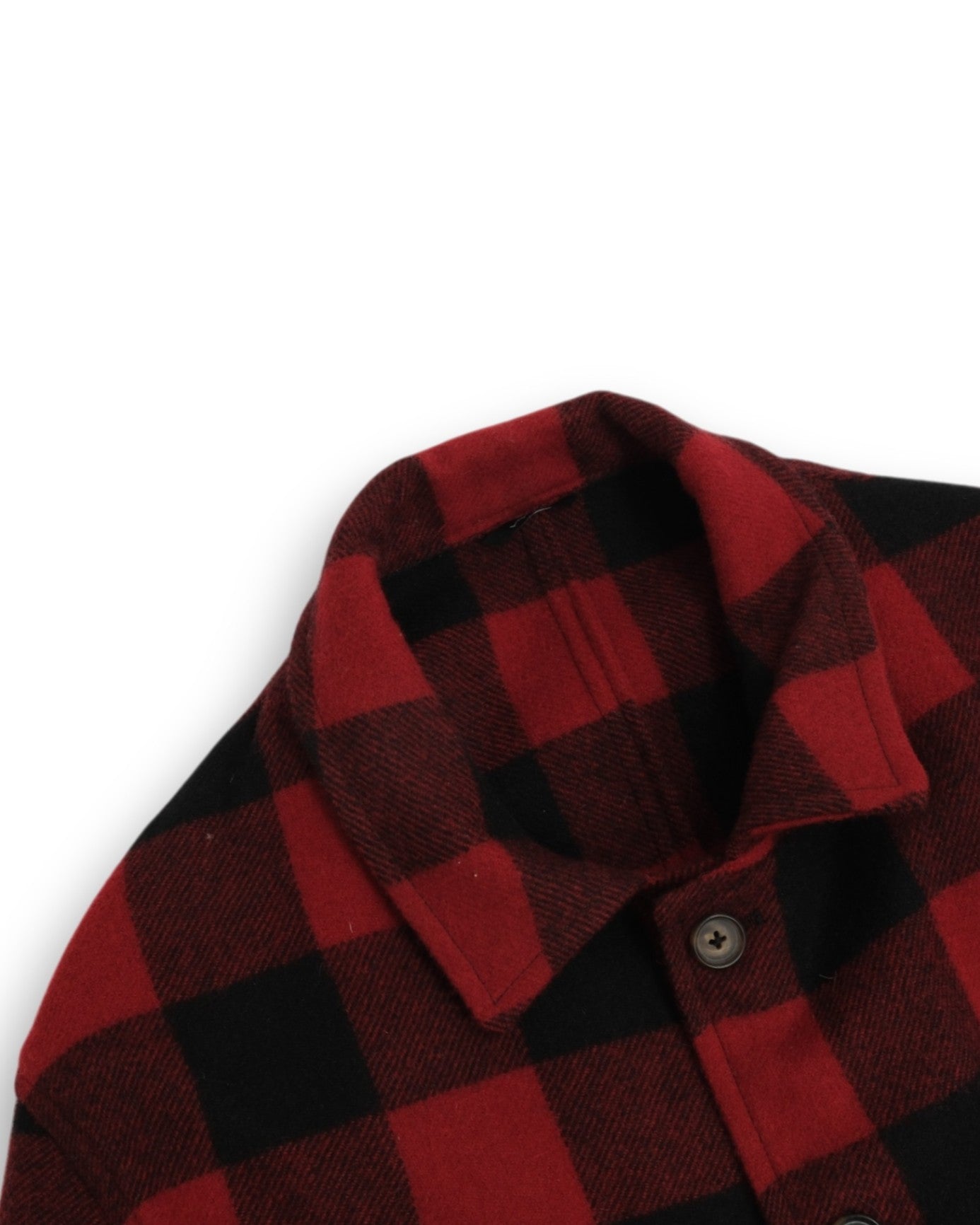 Red/Black Plaid Check Wool Overshirt