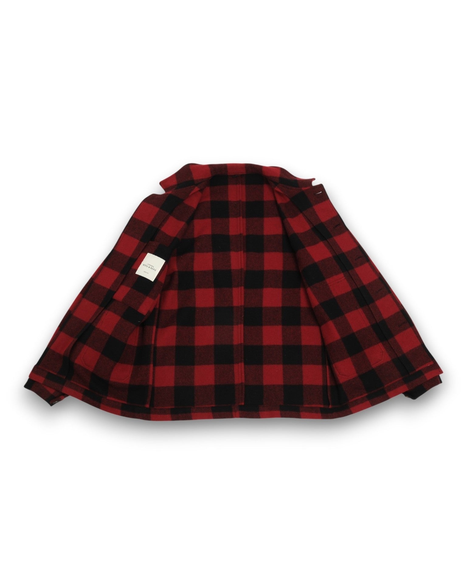 Red/Black Plaid Check Wool Overshirt