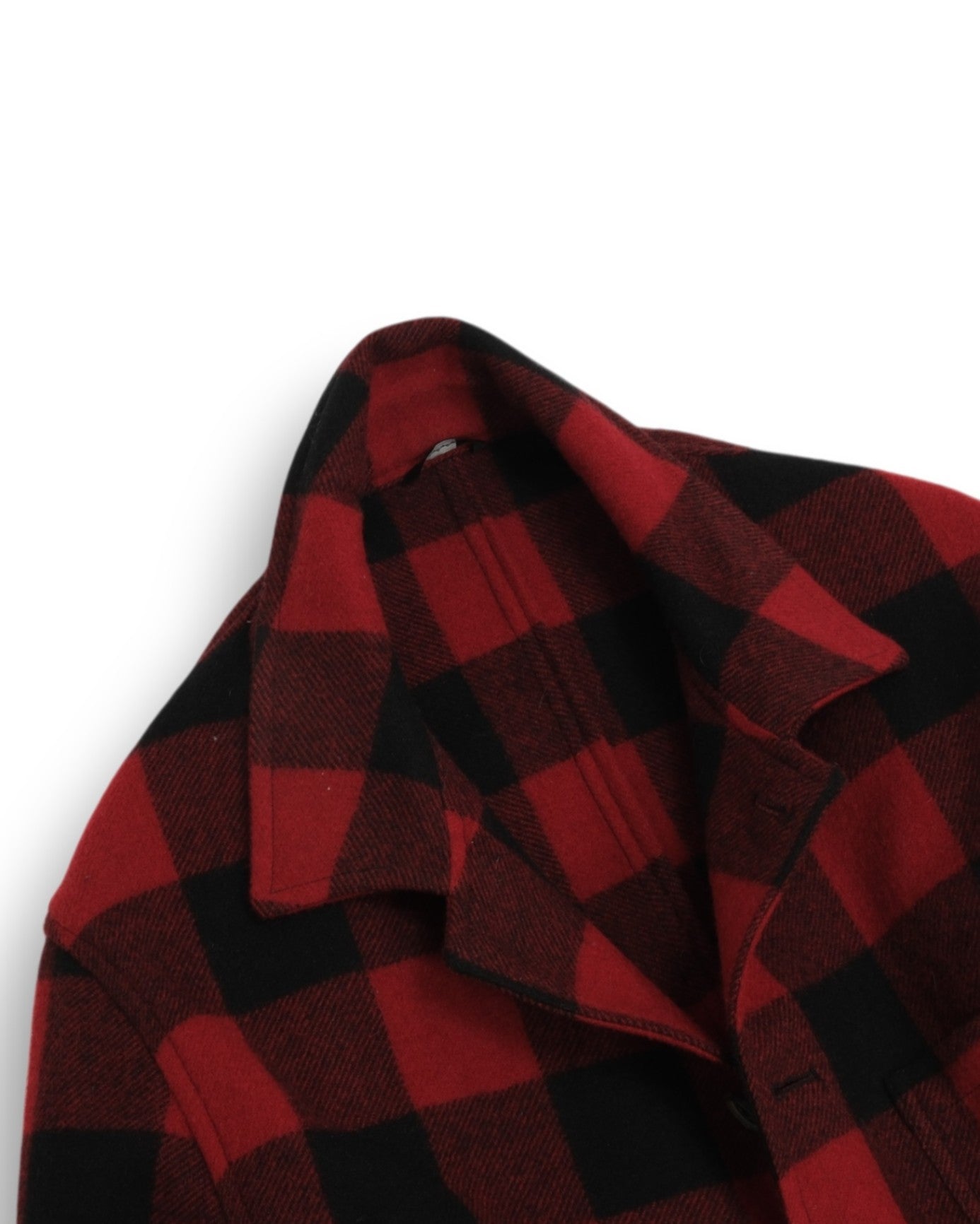Red/Black Plaid Check Wool Overshirt