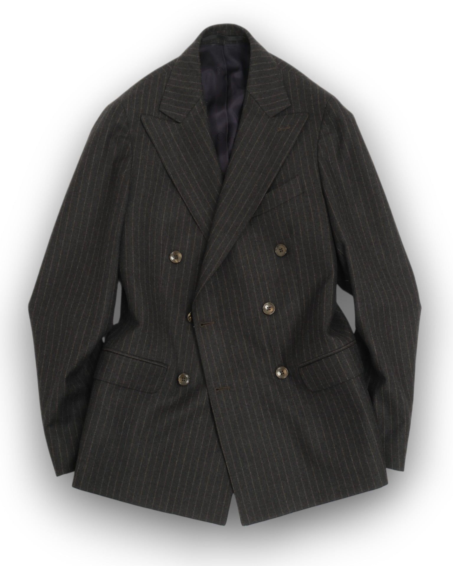 Charcoal/Brown Chalk Stripe Flannel DB. Sports Jacket
