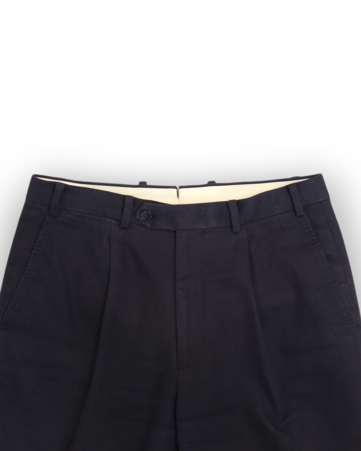 Navy High-Rise Twill Trousers