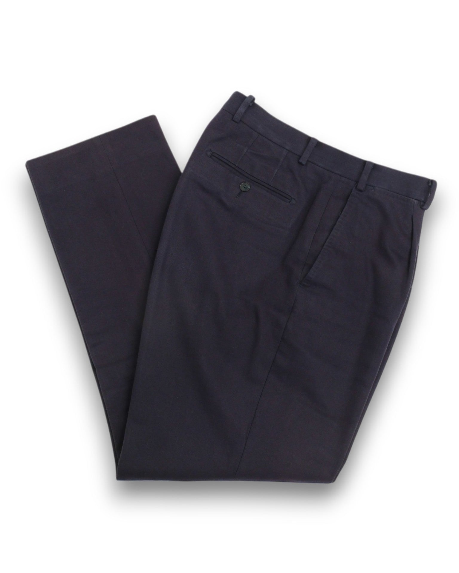 Navy High-Rise Twill Trousers