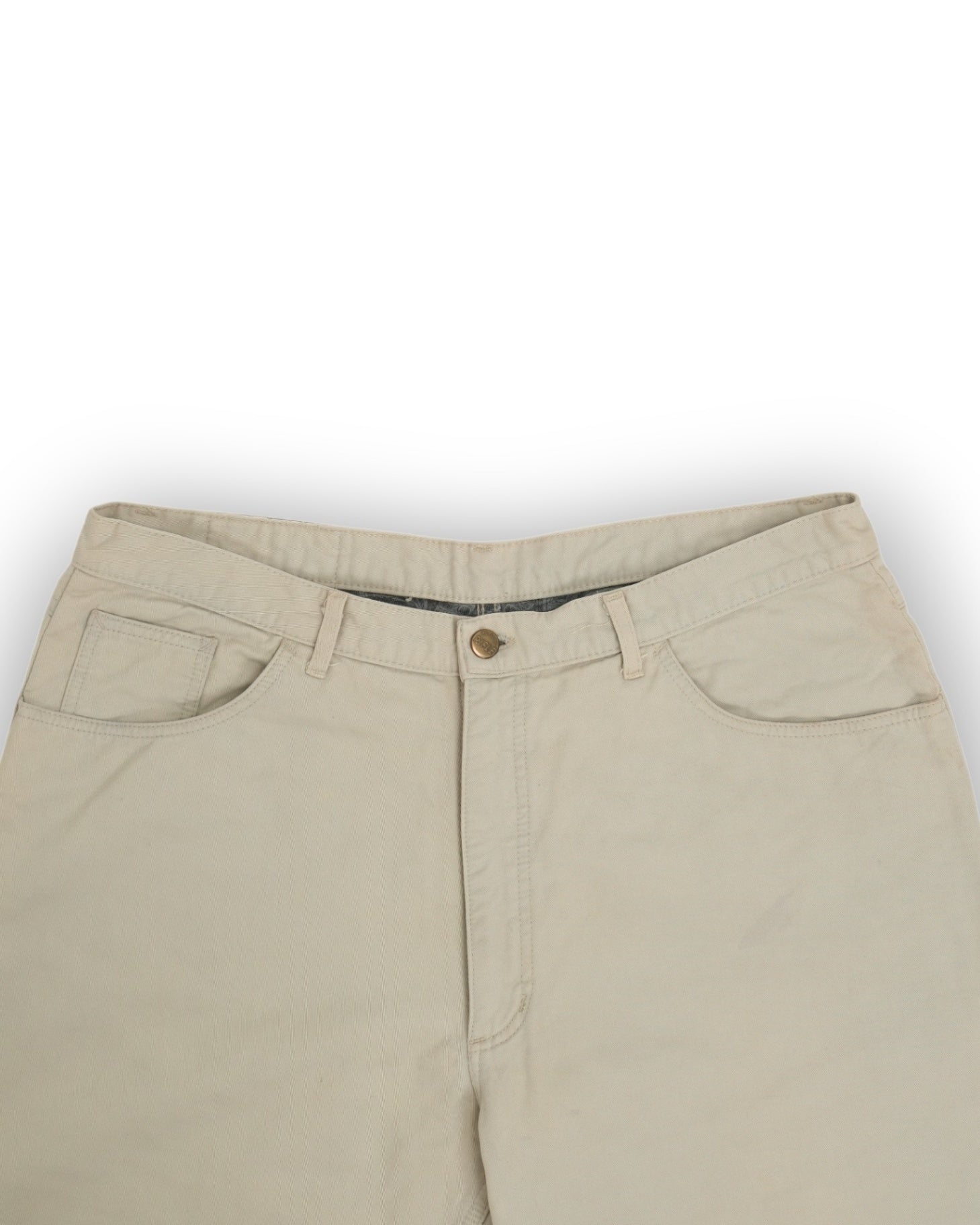 Light Beige Flannel-Lined High-Rise Trousers