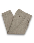 Beige Flecked Wool High Rise Pleated Trousers
