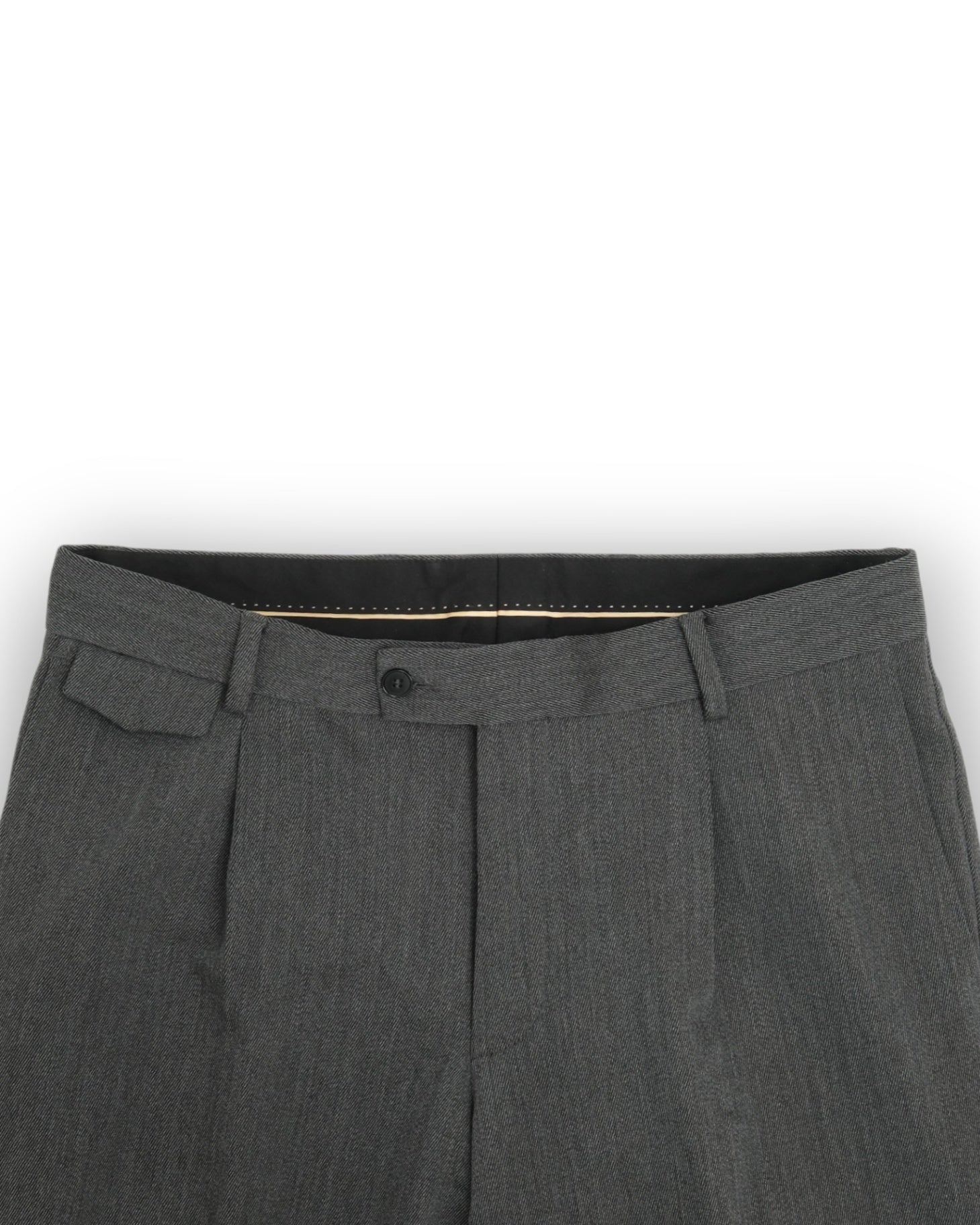 Grey Wool Twill Pleated Trousers