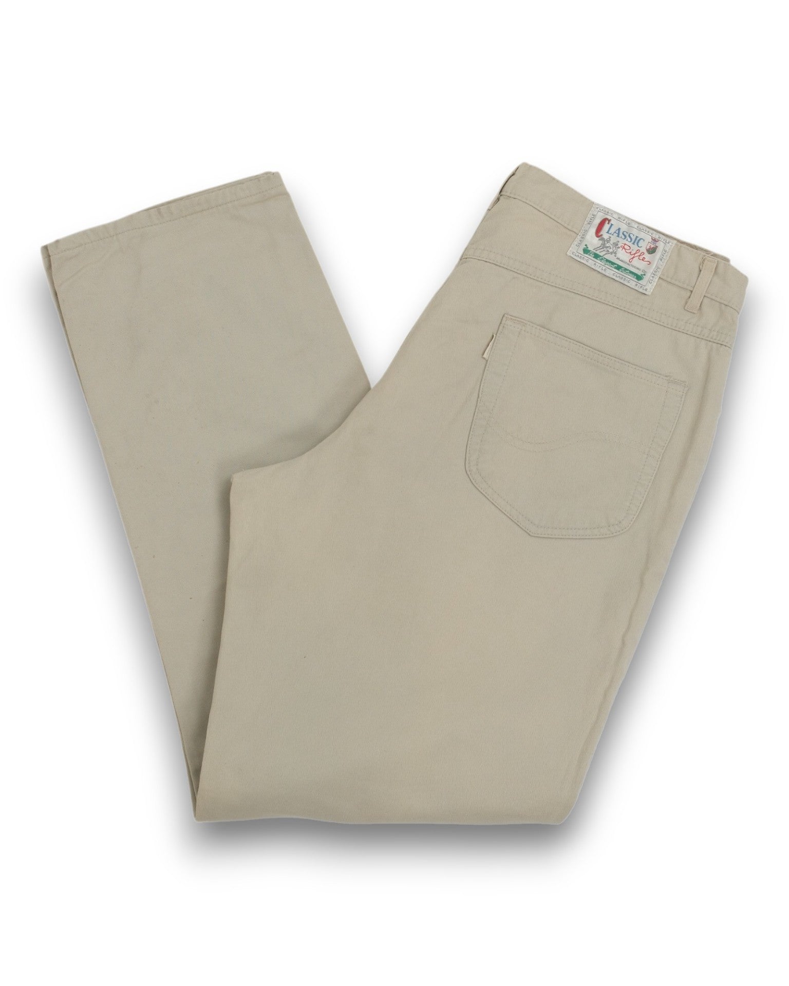 Light Beige Flannel-Lined High-Rise Trousers