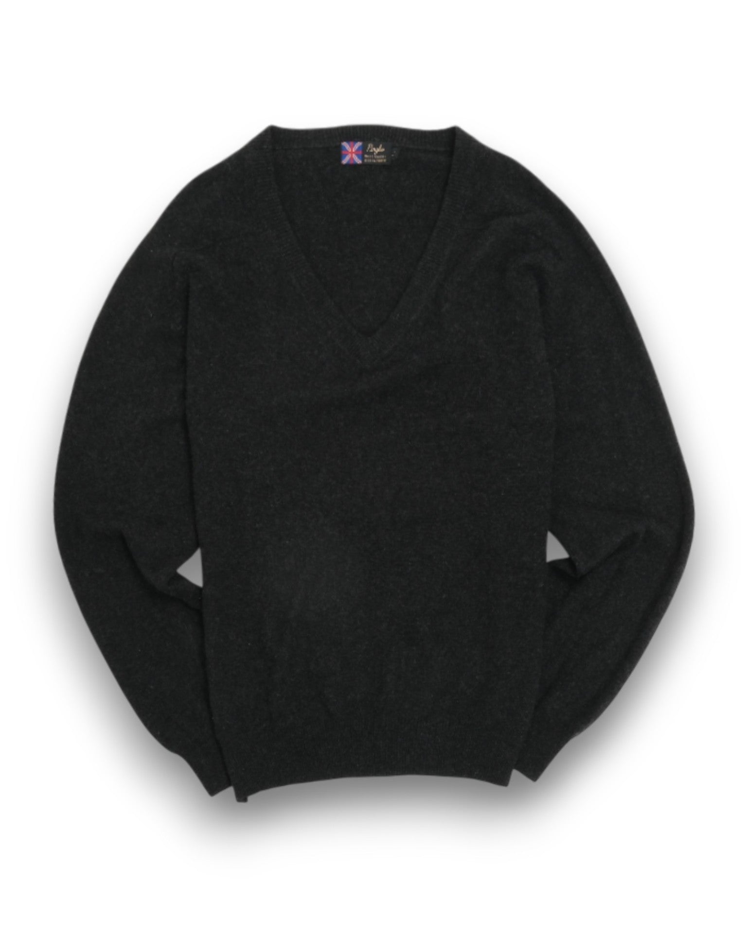 Anthracite Cashmere Deep V-Neck Sweater