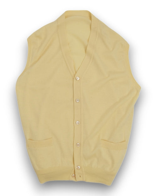 Pale Yellow Sleeveless Cardigan