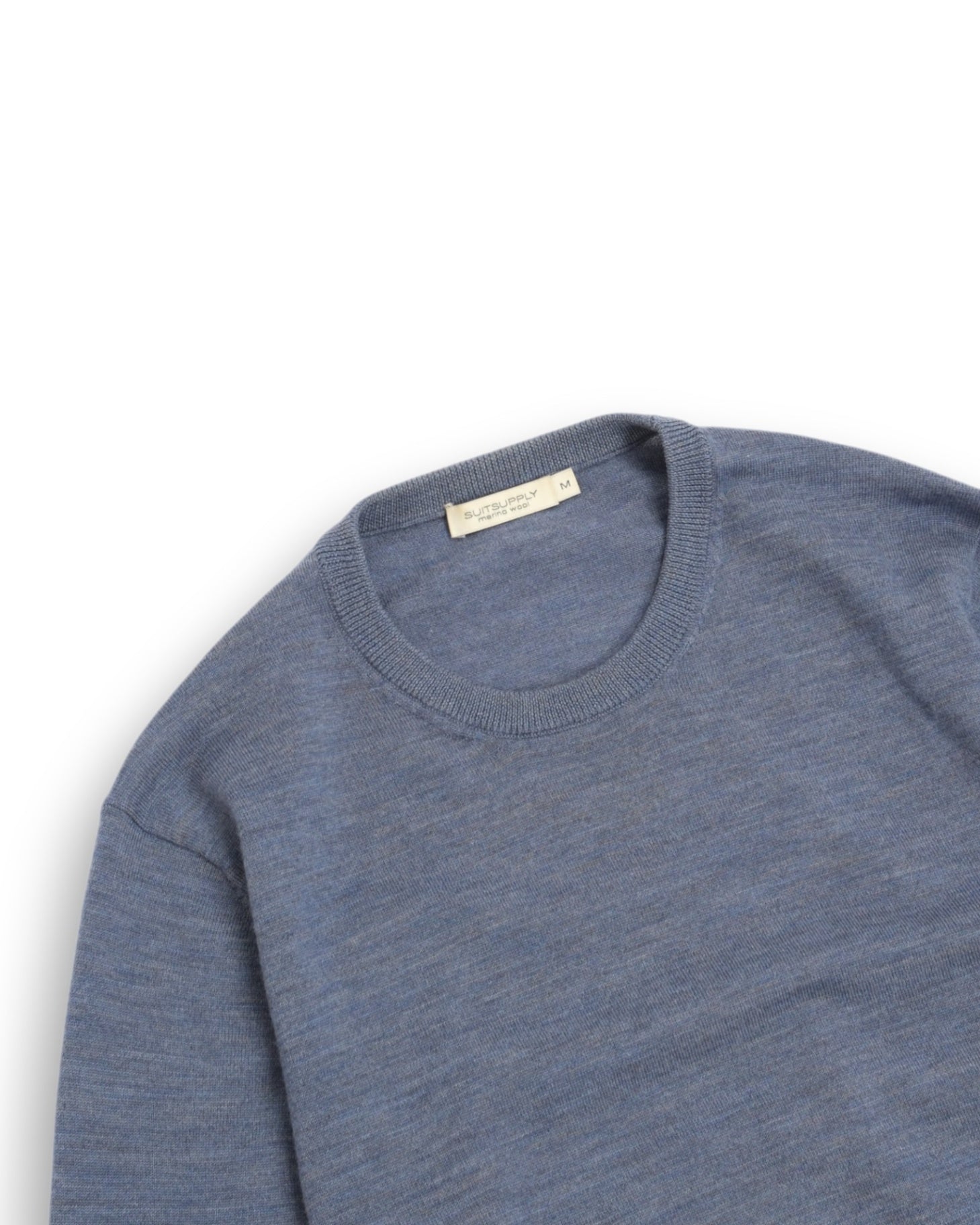 Blue Melange Merino Wool Crewneck