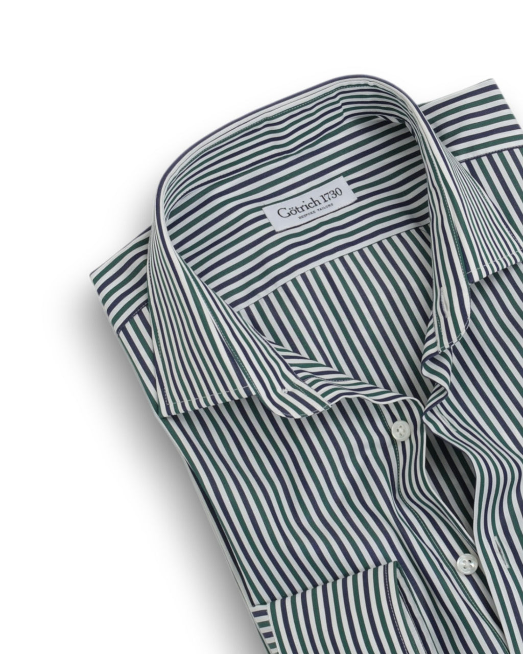 White/Navy/Green Tricolor Stripe Shirt