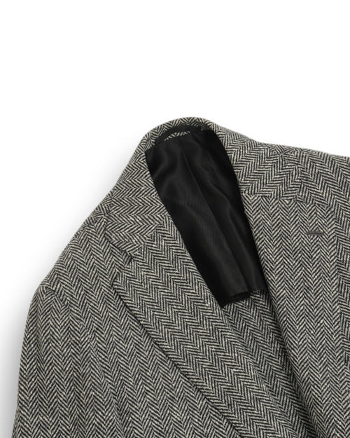 Black/White Wool/Cashmere Herringbone Sports Jacket