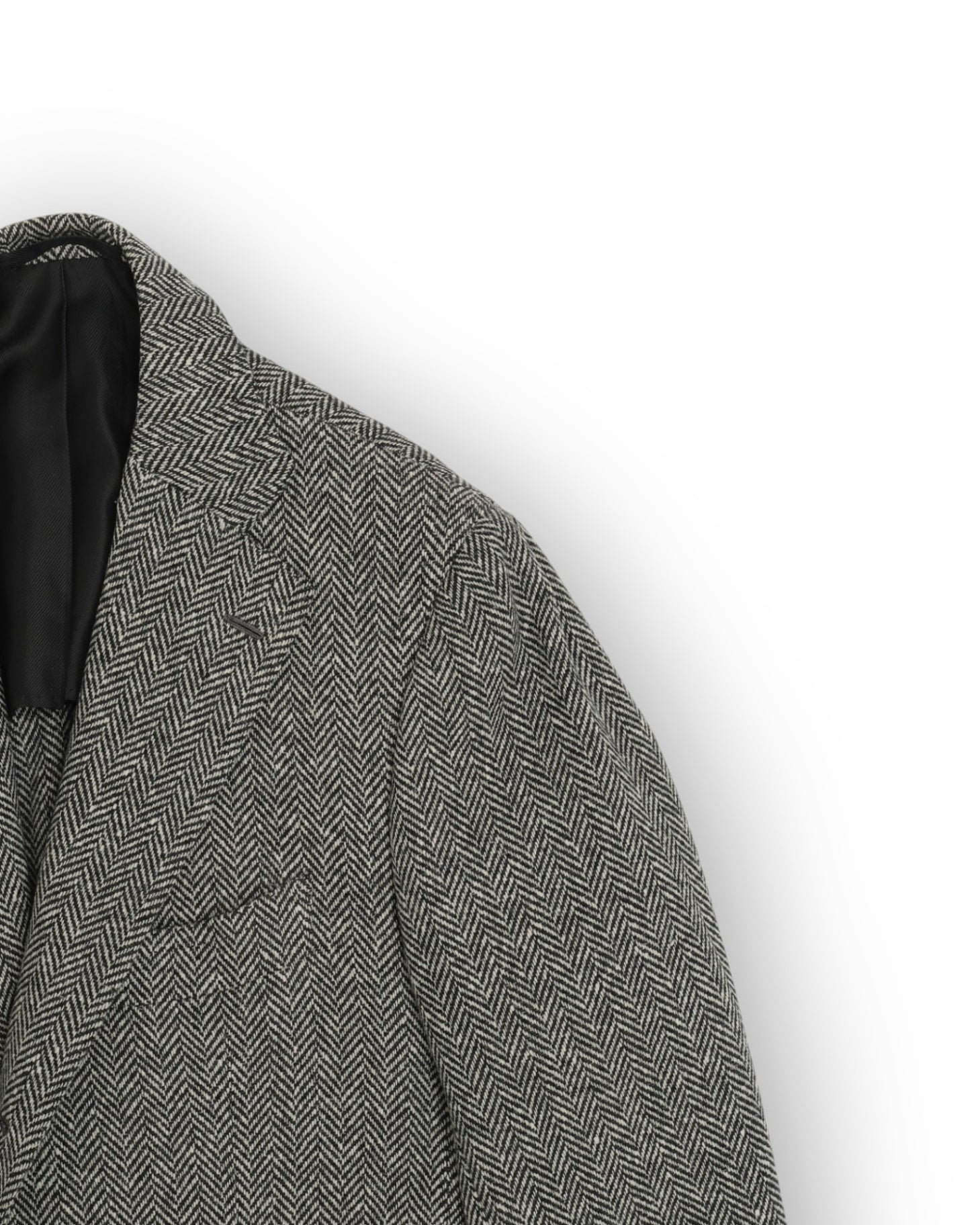 Black/White Wool/Cashmere Herringbone Sports Jacket