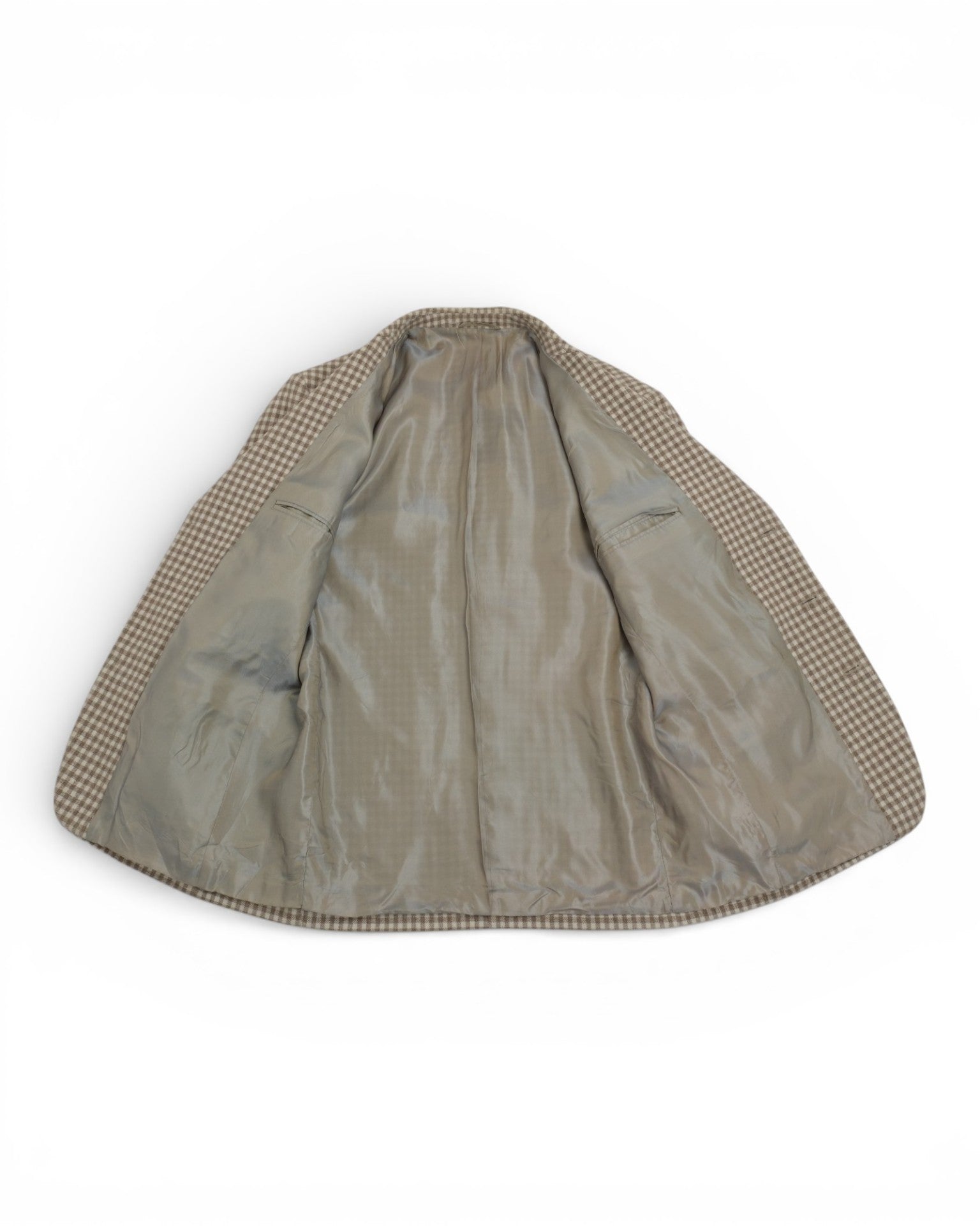 Beige Gingham Checked Sports Jacket