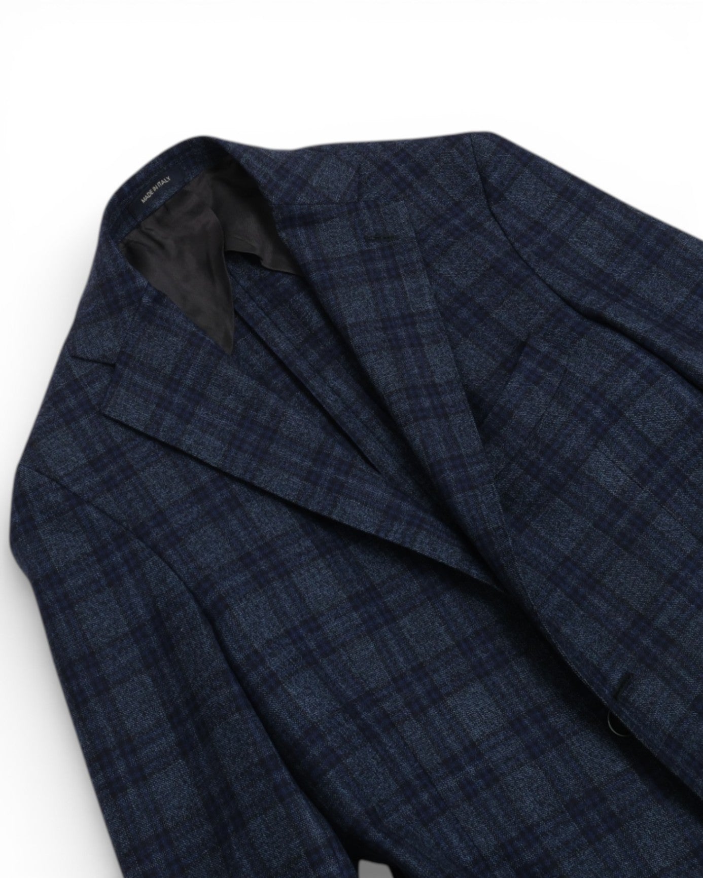 Blue/Navy Plaid Check Merino Wool Sports Jacket