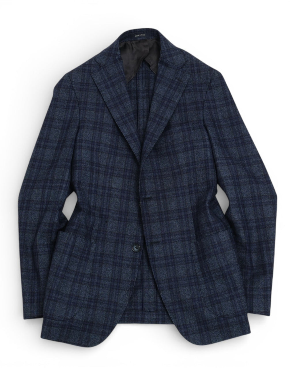 Blue/Navy Plaid Check Merino Wool Sports Jacket