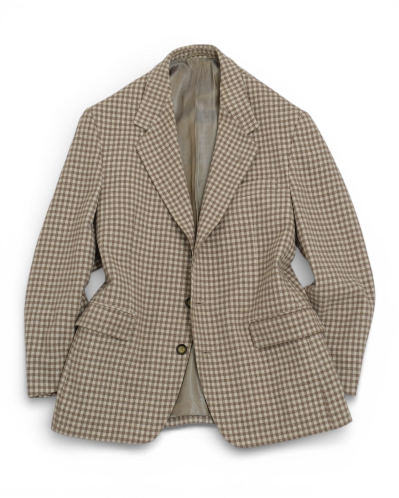 Beige Gingham Checked Sports Jacket