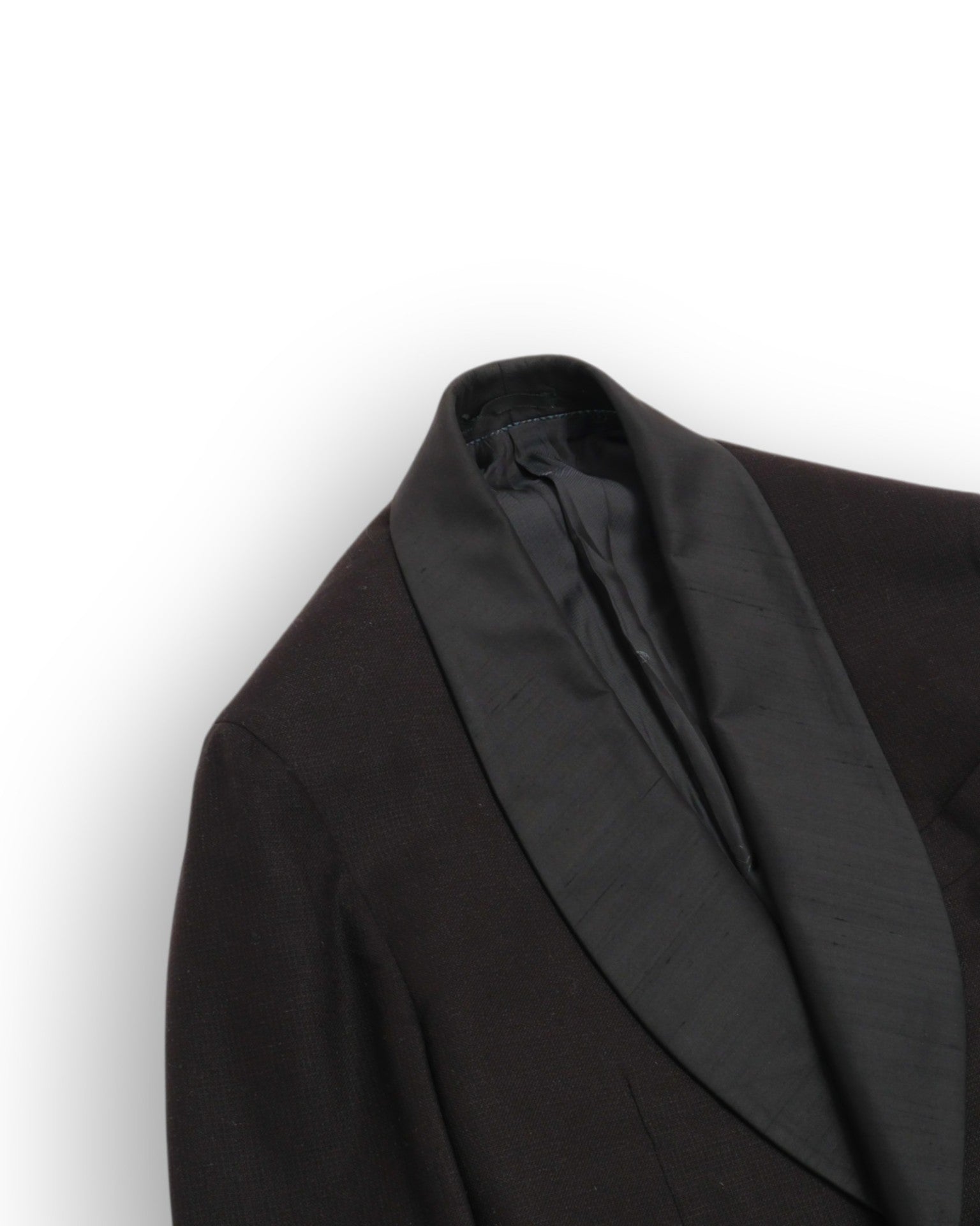 Black Raw Silk Ciro Shawl-Tuxedo