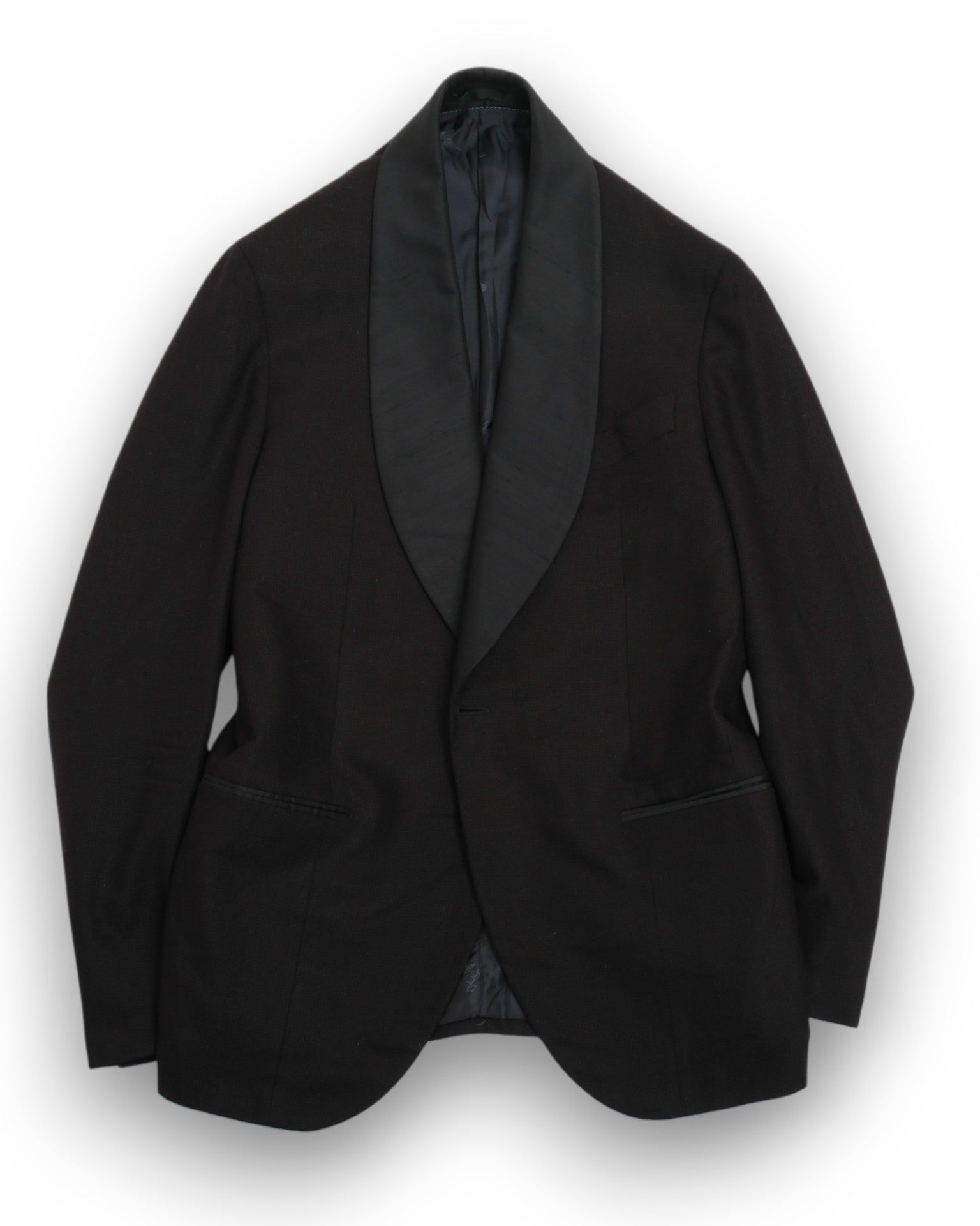Black Raw Silk Ciro Shawl-Tuxedo