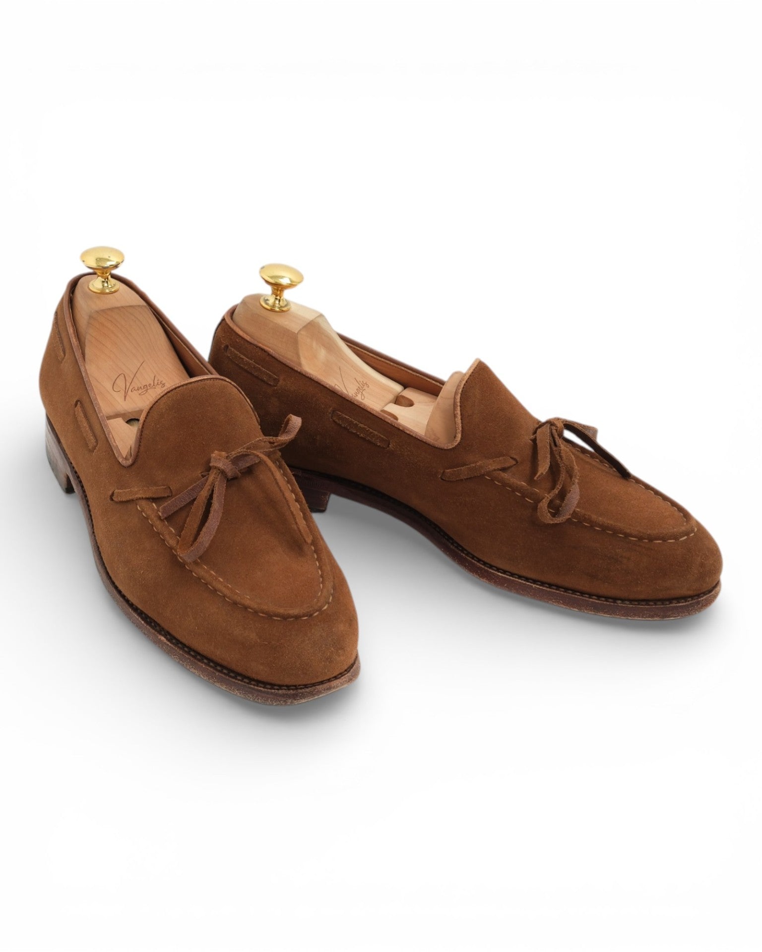 Light Brown Suede String Loafers