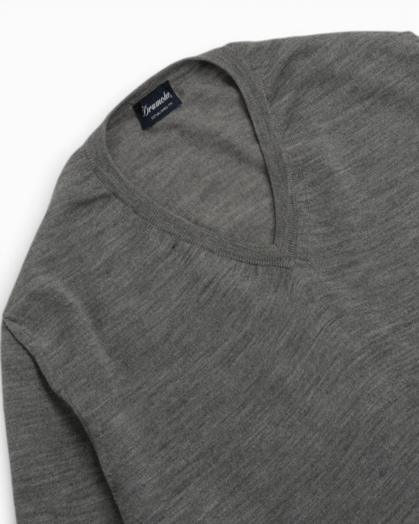 Grey Merino Wool V-Neck Sweater