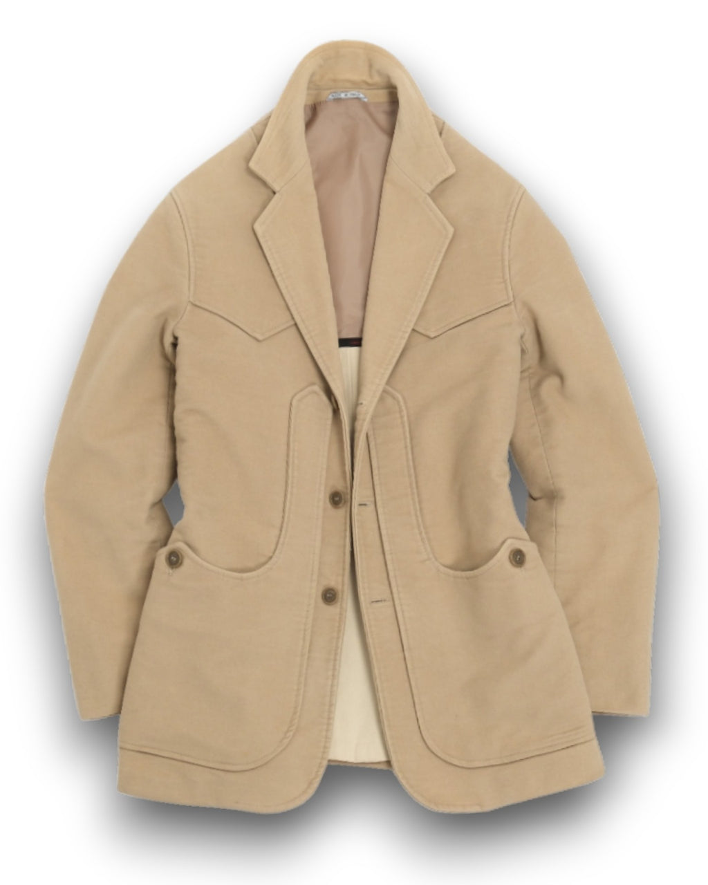 Beige Heavy Cotton Florentine Shooting Jacket