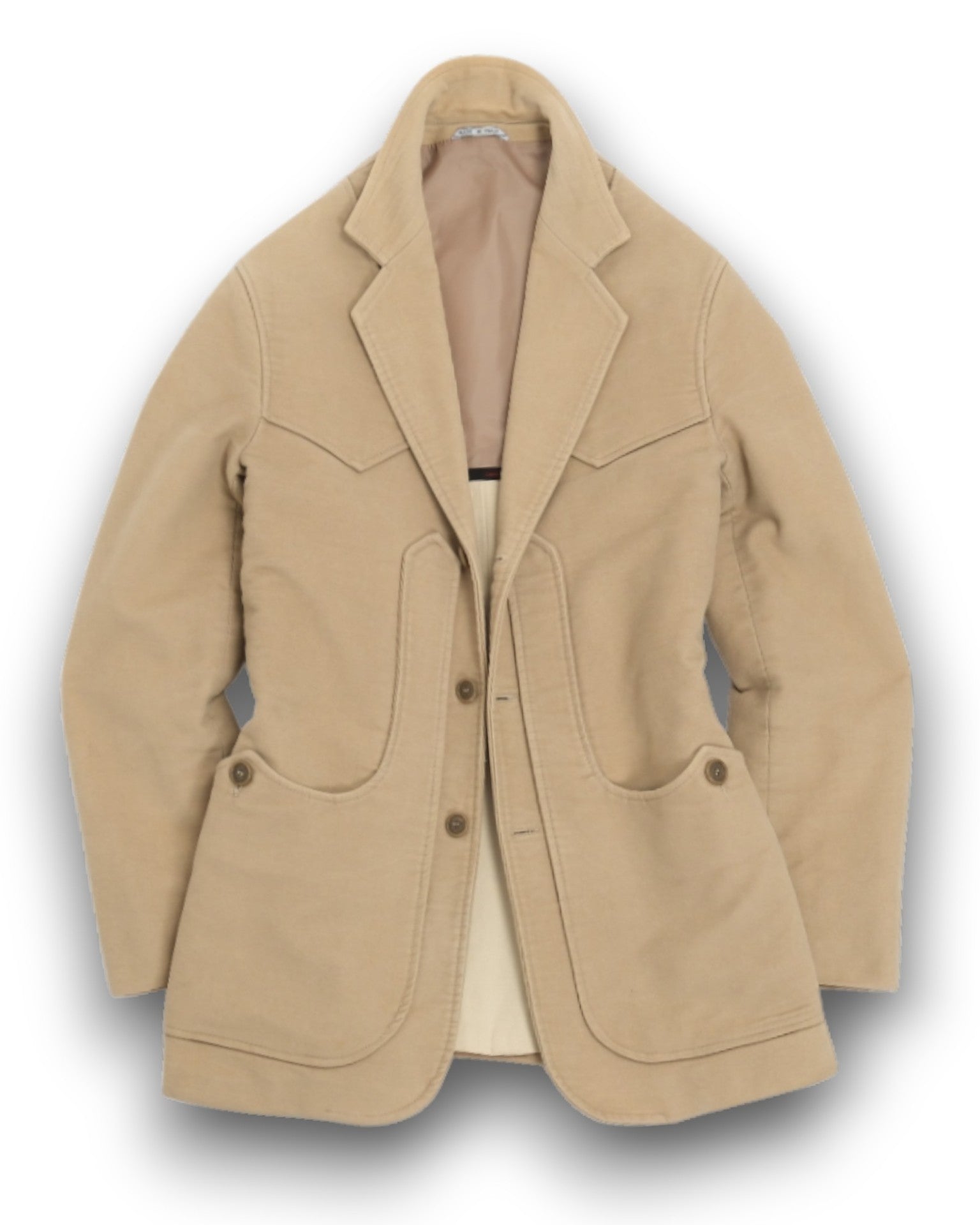 Beige Heavy Cotton Florentine Shooting Jacket
