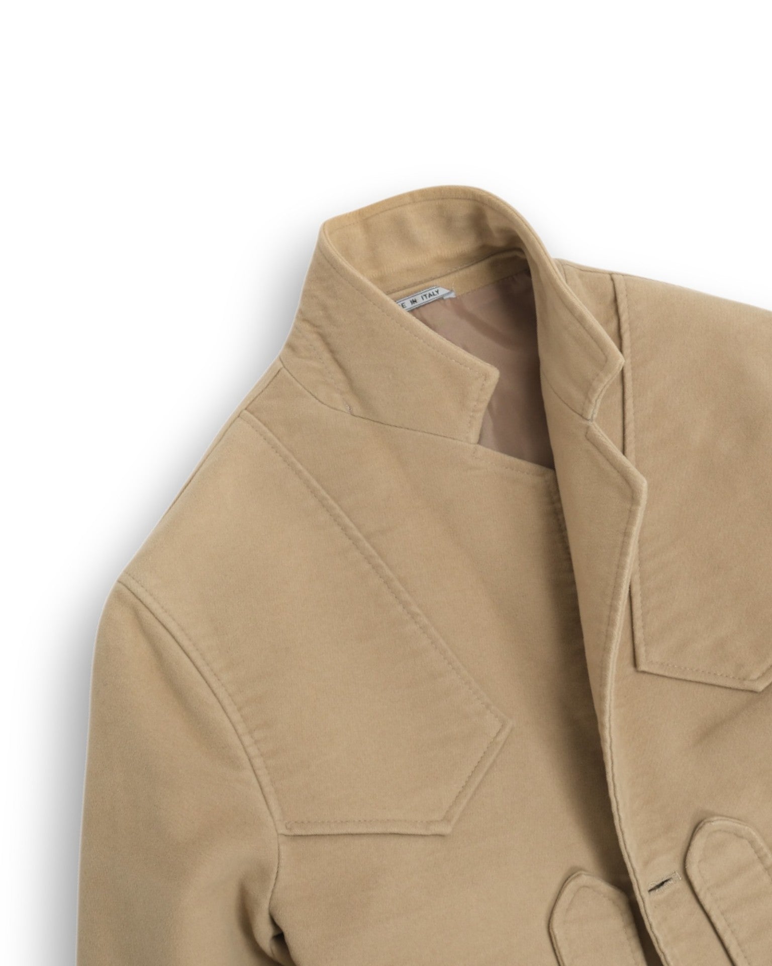 Beige Heavy Cotton Florentine Shooting Jacket