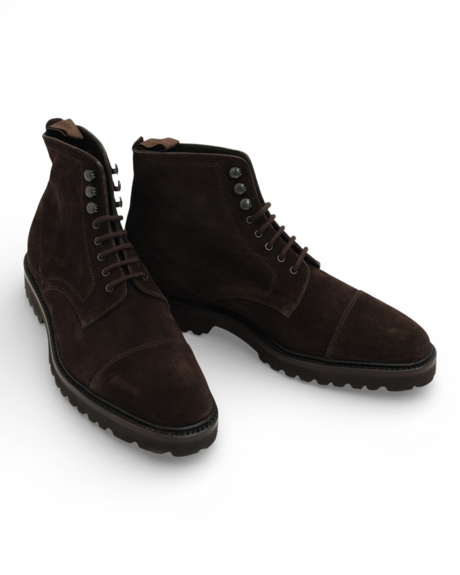 Dark Brown Suede Lace-Up Boots