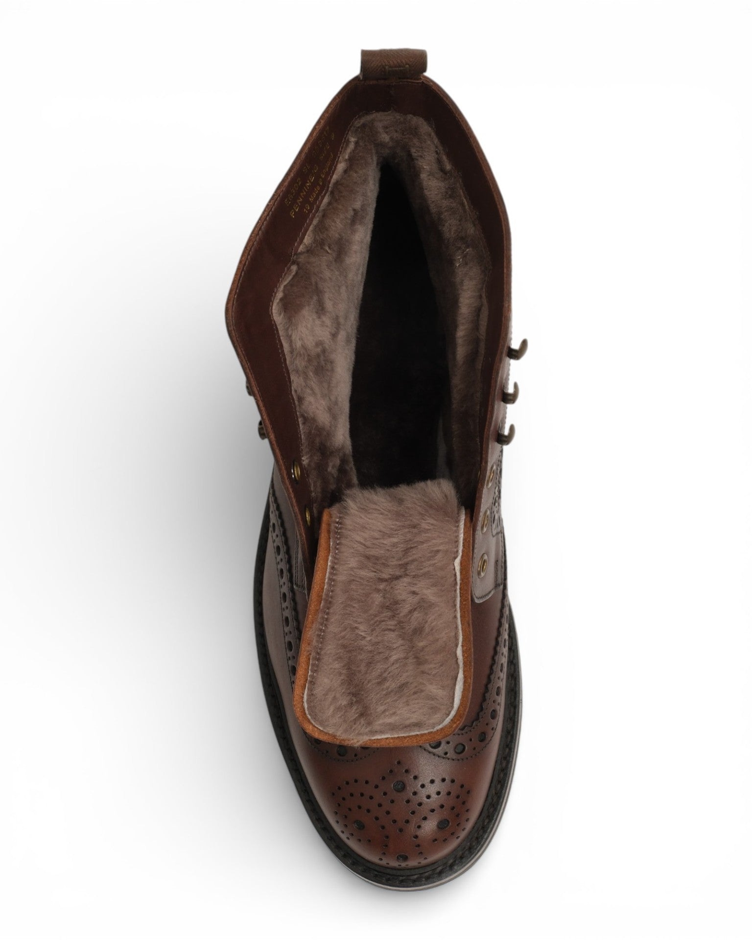 Dark Brown Shearling-Lined Lace-Up Boots