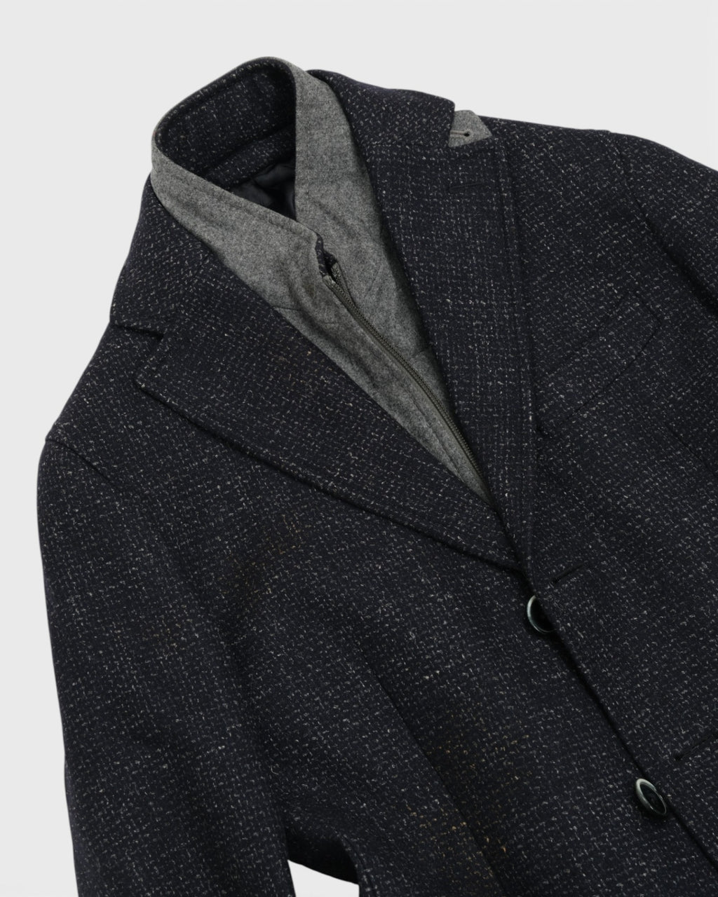 Dark Blue Flecked Wool Blend Coat