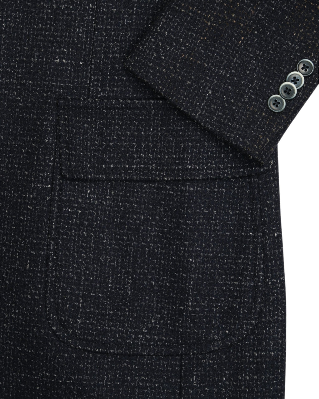 Dark Blue Flecked Wool Blend Coat