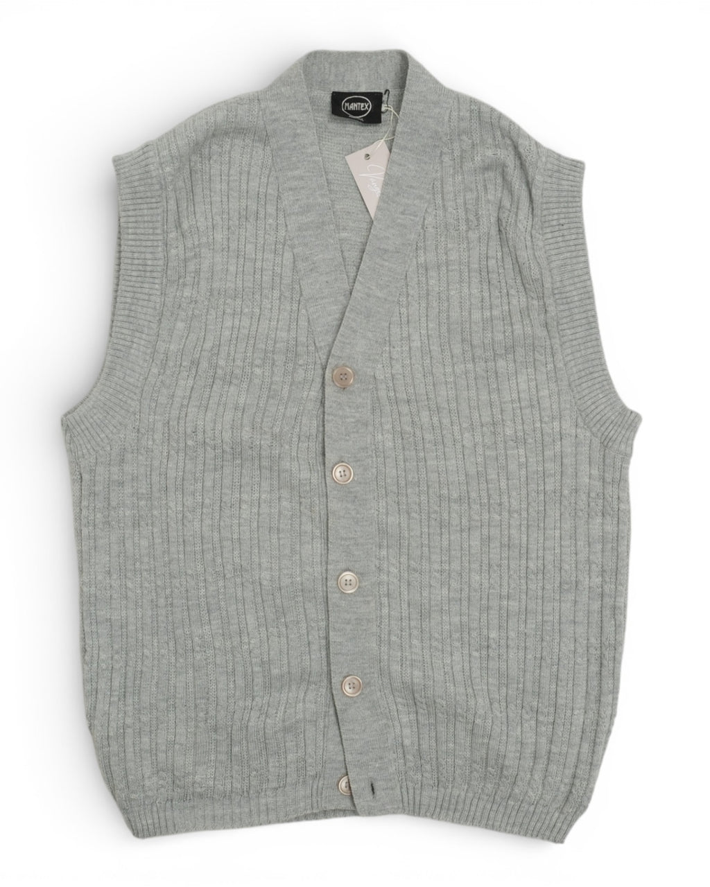 Grey Cable Knitted Sleeveless Cardigan