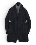 Dark Blue Flecked Wool Blend Coat