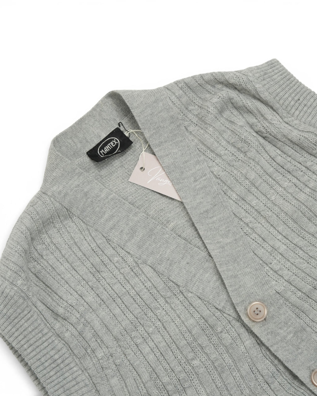 Grey Cable Knitted Sleeveless Cardigan