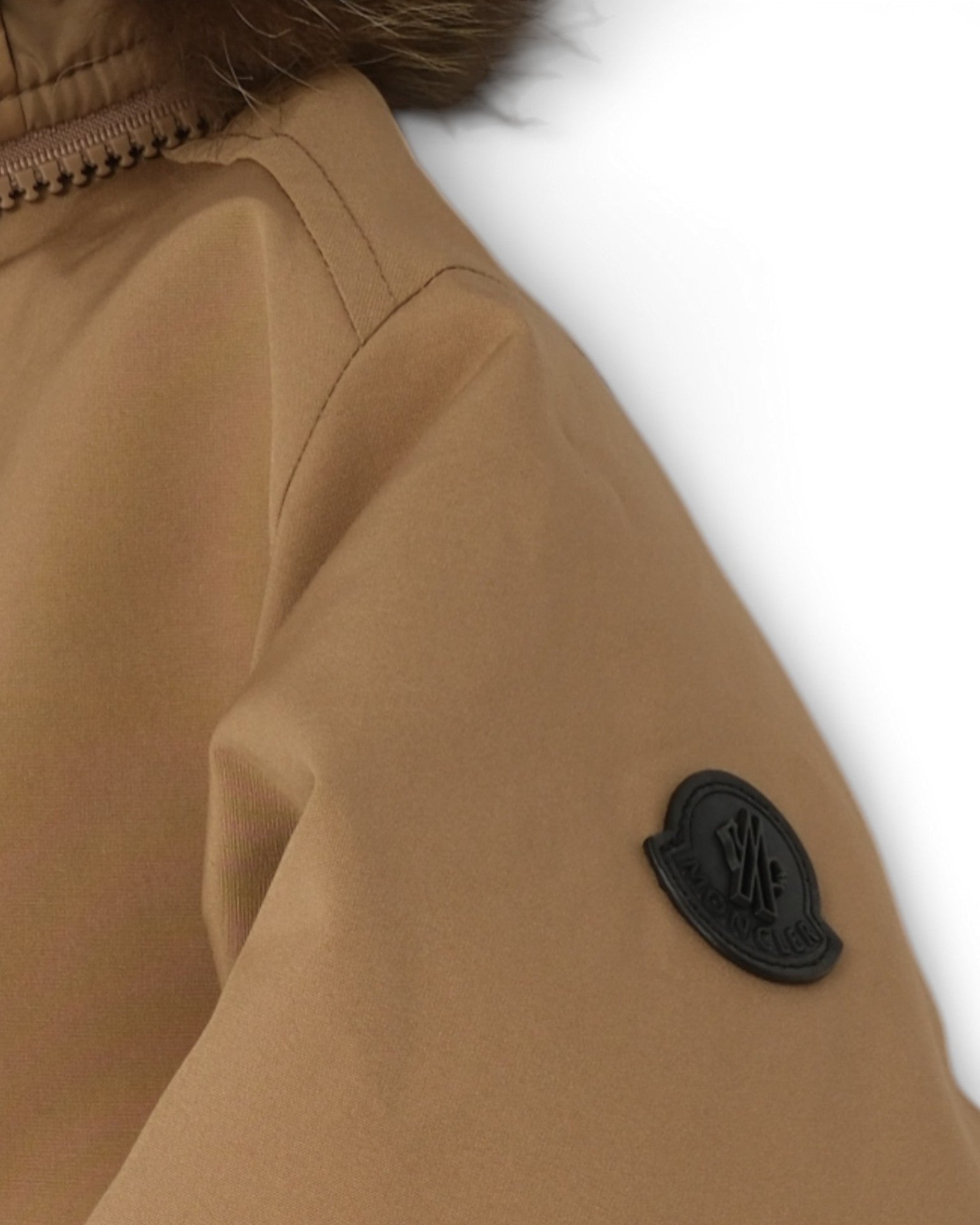 Beige Down Fur Parka