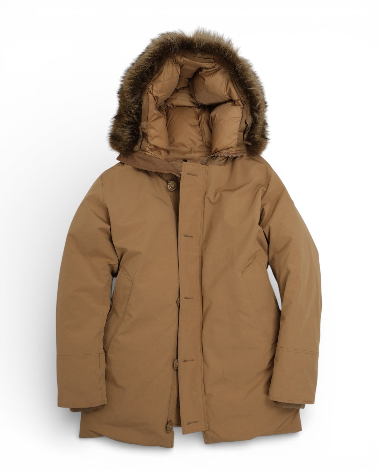 Beige Down Fur Parka