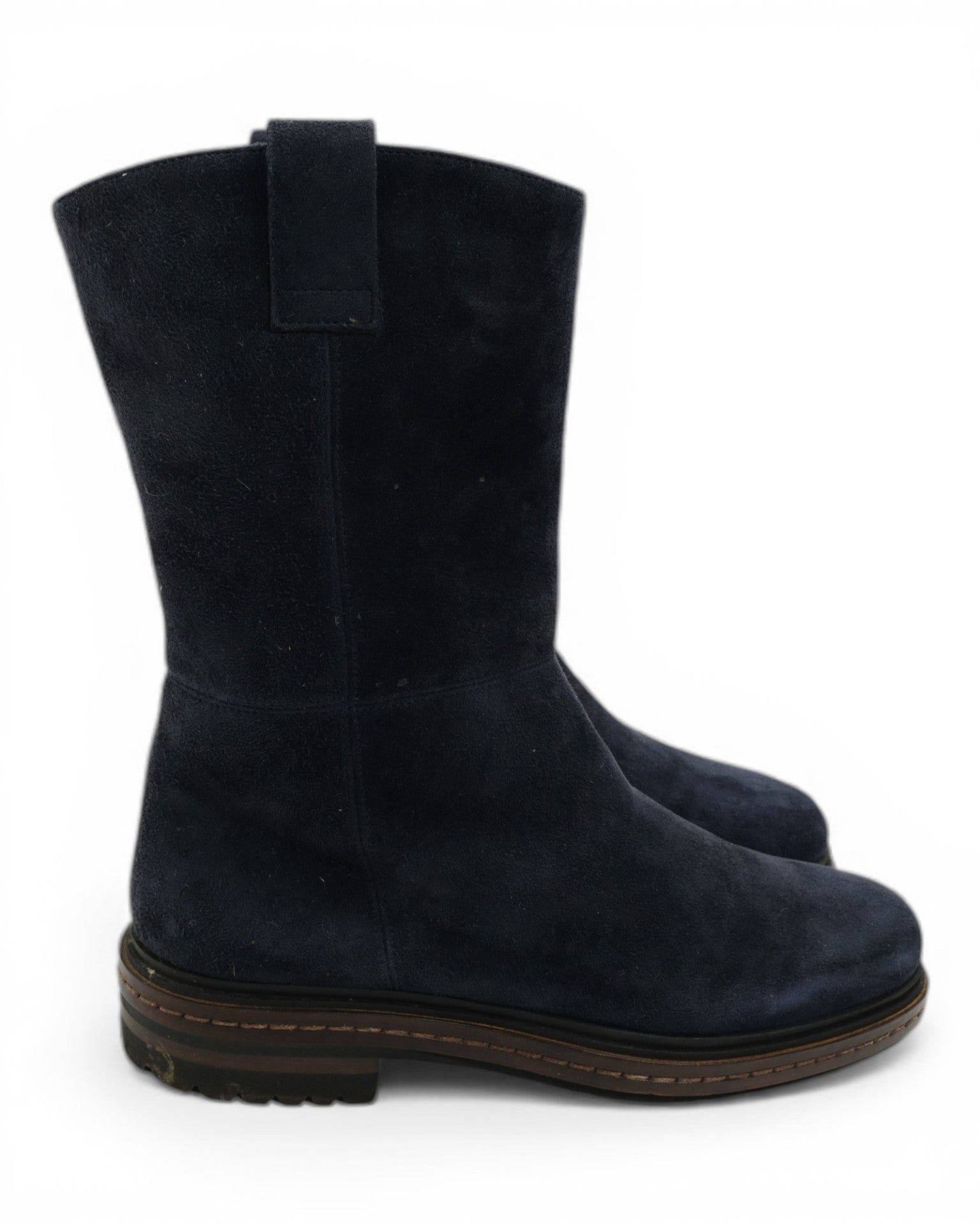Dark Blue Fur Lined Suede Boots
