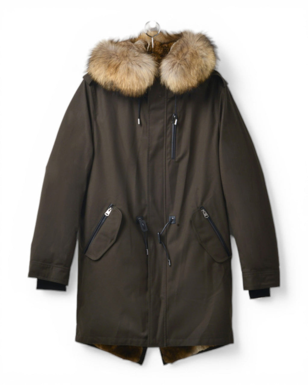 Dark Green Full Fur Hooded Parka