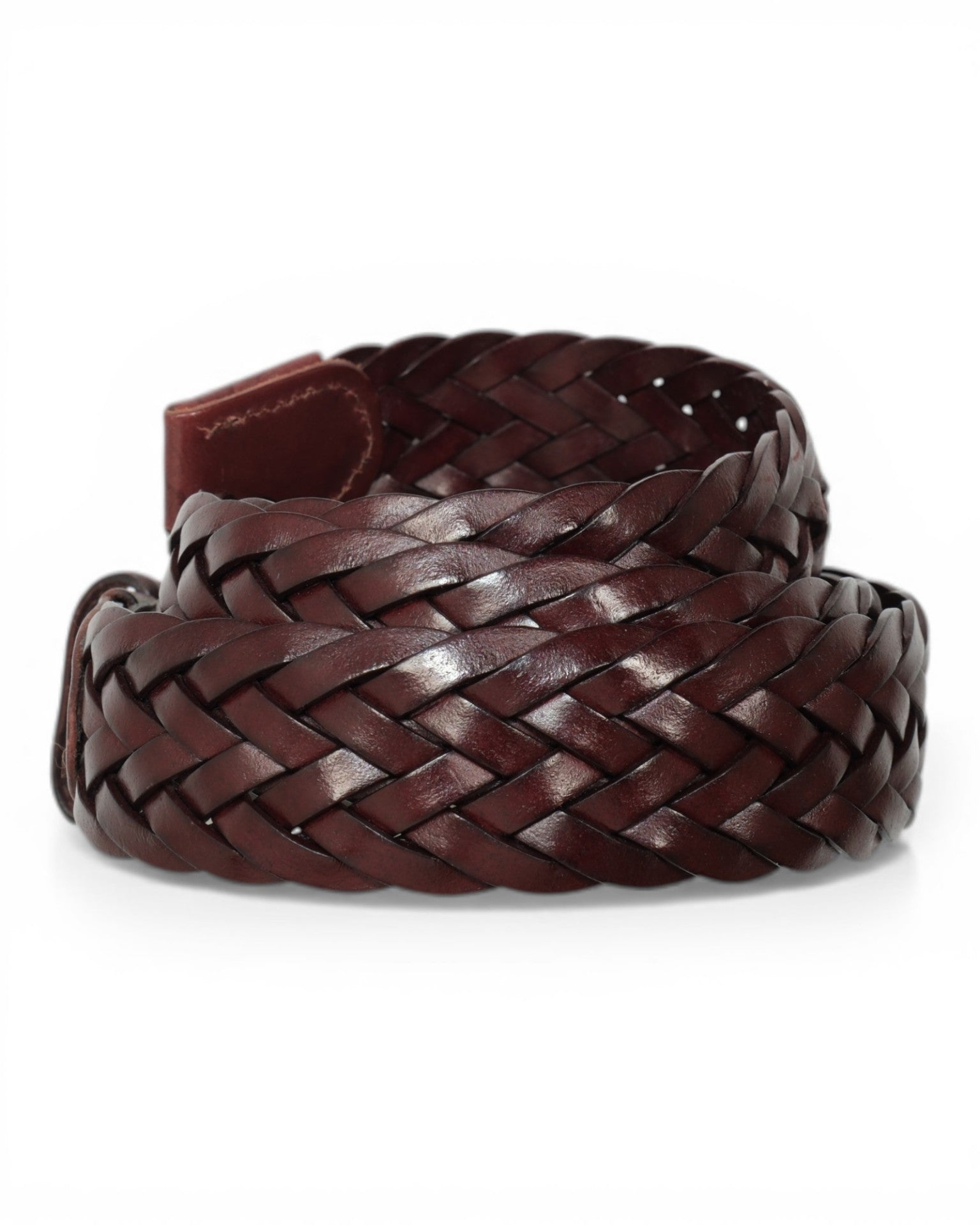 Burgundy Braided Leather Belt