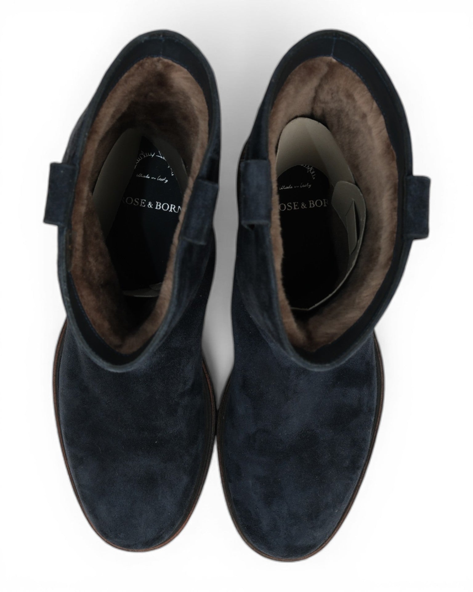 Dark Blue Fur Lined Suede Boots