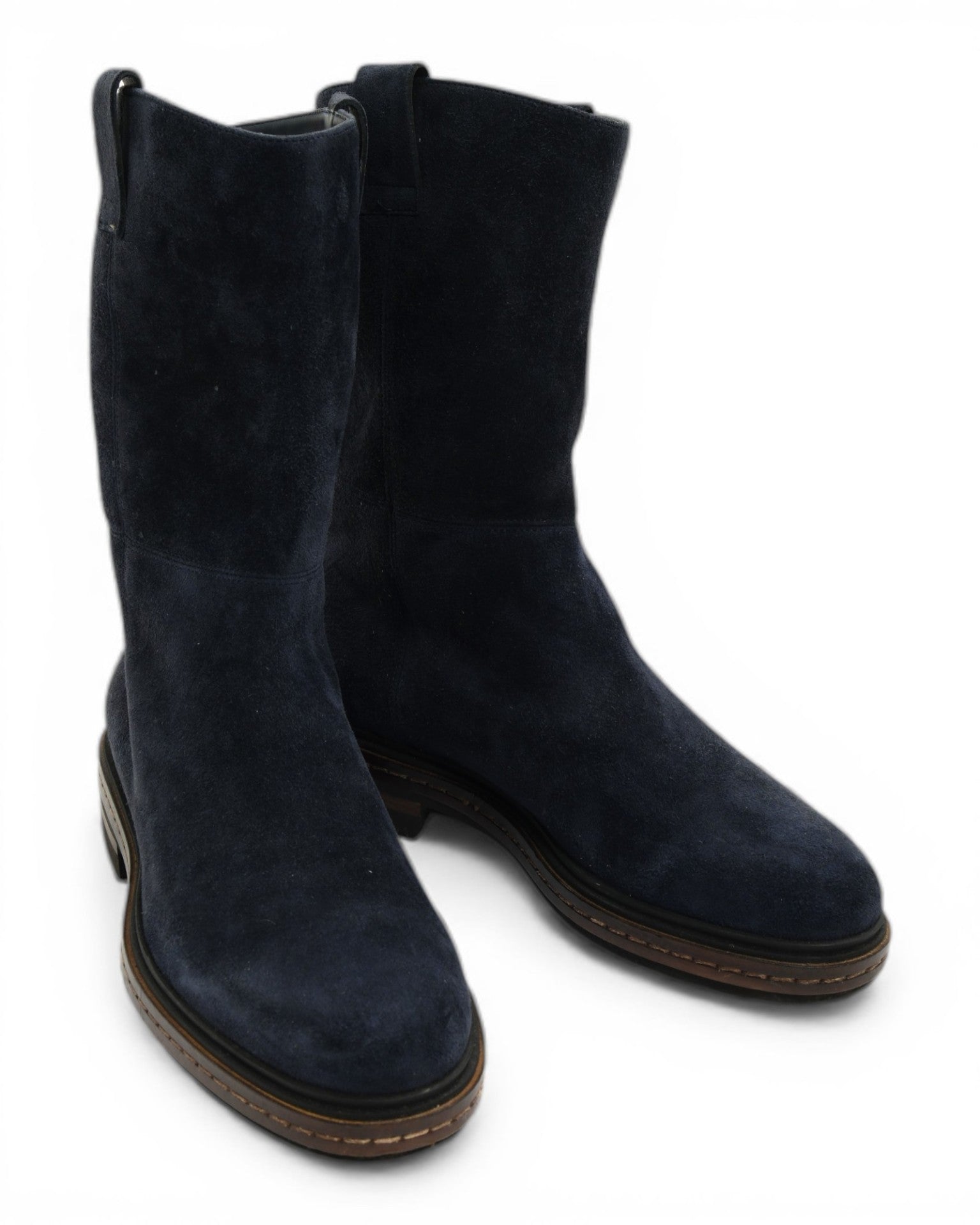 Dark Blue Fur Lined Suede Boots