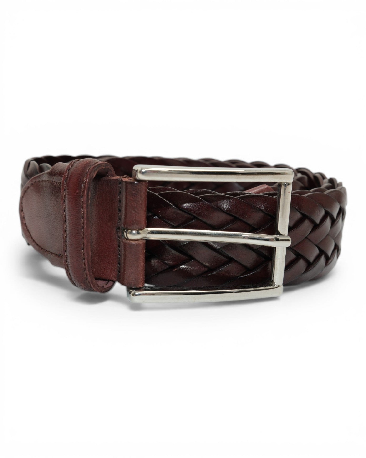 Burgundy Braided Leather Belt