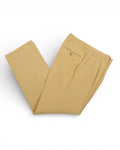 Beige/Yellow Pleated Cotton Twill Trousers